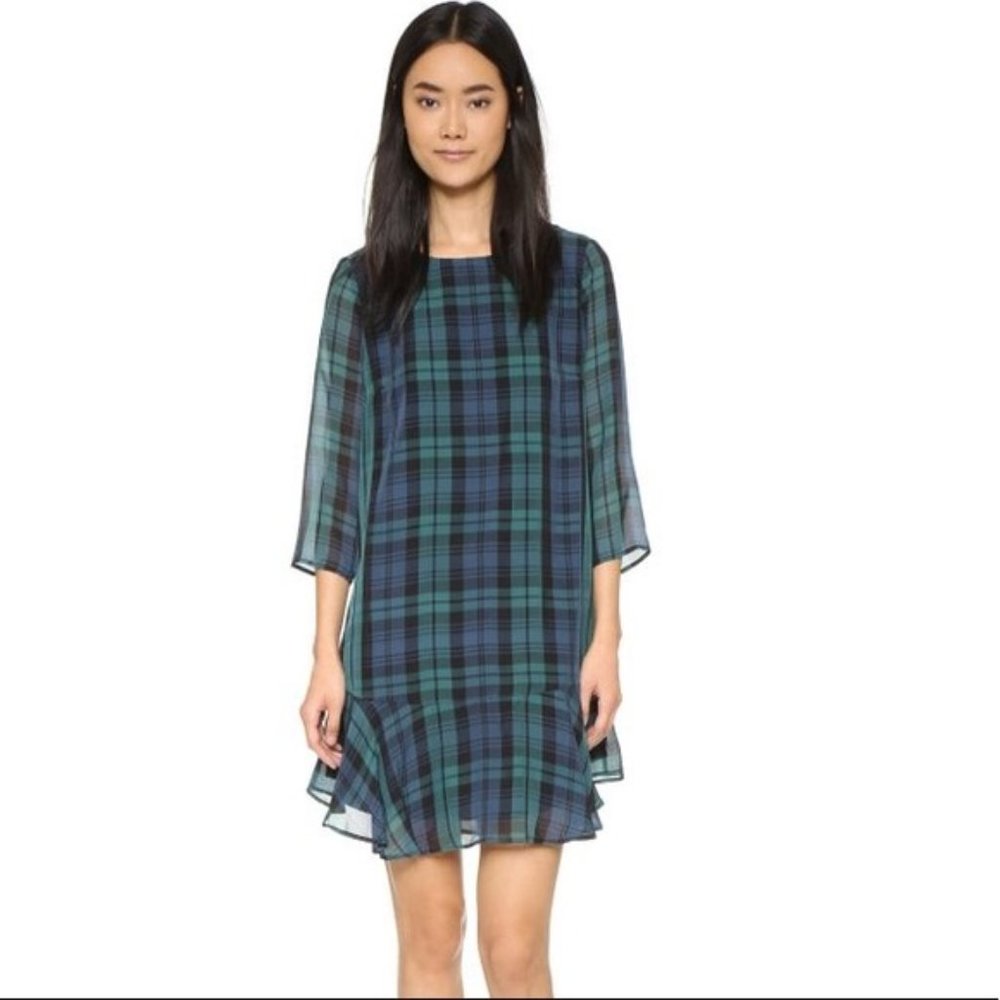Madewell Green and Blue Plaid Larkin Dress